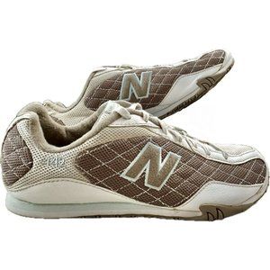 New Balance 442 Womens Sz 8.5 B CW442TF White Brown Argyle Casual Shoes Sneakers